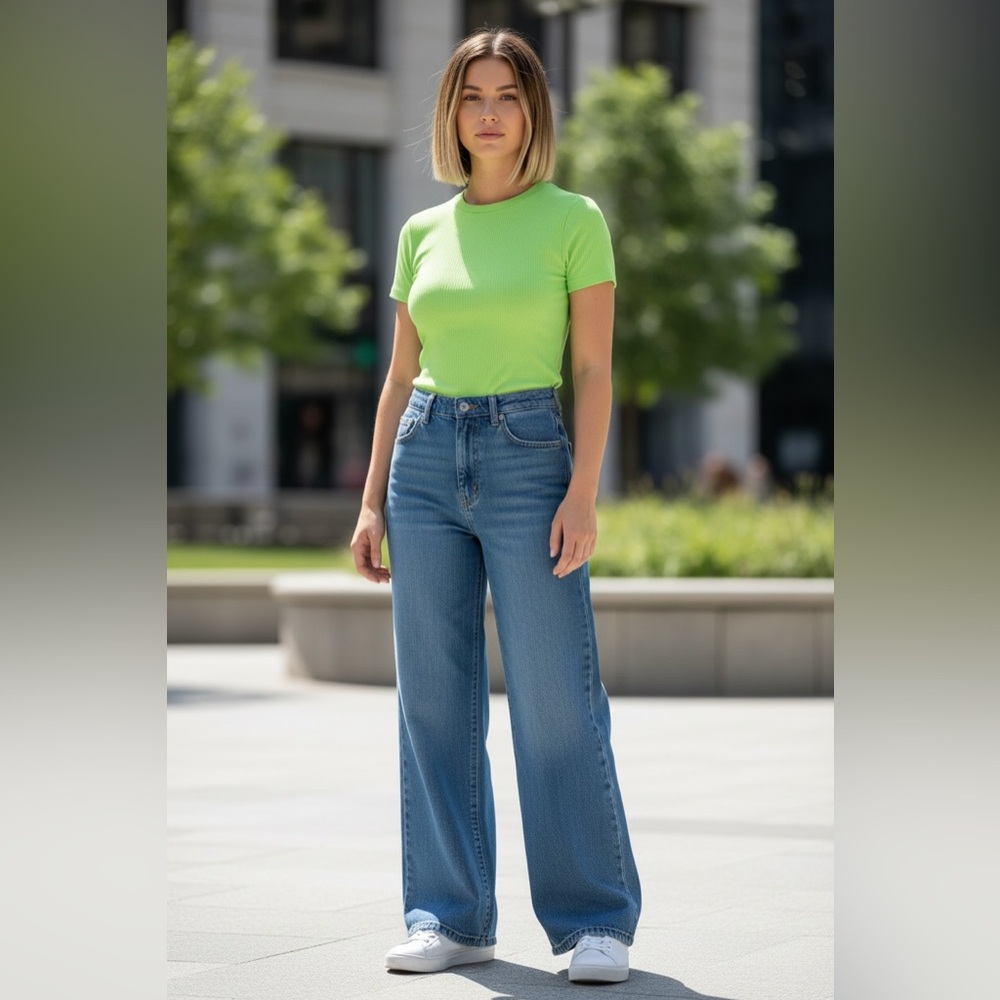 Green ribbed tee